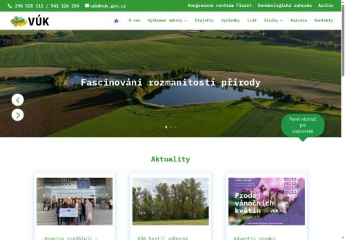Webové stránky Výzkumný ústav pro krajinu, v. v. i., Průhonice