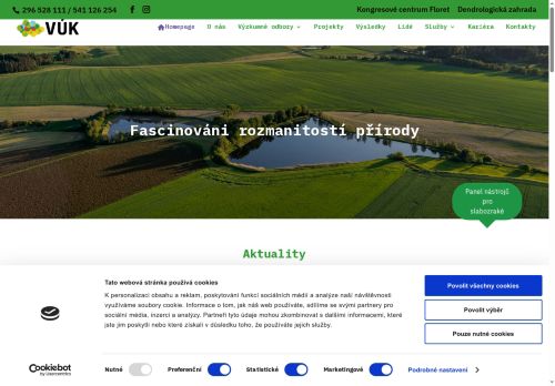 Webové stránky Výzkumný ústav pro krajinu, v. v. i., Průhonice