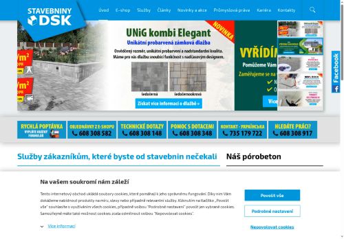 Webové stránky DSK stavebniny s.r.o., Mnichovo Hradiště