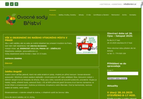Webové stránky Ovocné sady Bříství s.r.o., Křečhoř