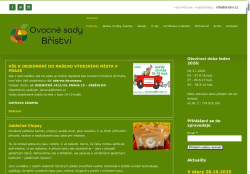 Ovocné sady Bříství s.r.o. nabízí práci na pozici Pomocný pracovník v rostlinné výrobě (m/ž) v obci Křečhoř