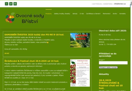 Ovocné sady Bříství s.r.o. nabízí práci na pozici Pomocný pracovník v rostlinné výrobě (m/ž) v obci Křečhoř