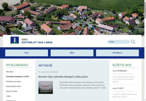 Webové stránky Obec Kostomlaty nad Labem, Kostomlaty nad Labem