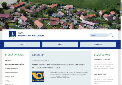 Webové stránky Obec Kostomlaty n. L., Kostomlaty nad Labem