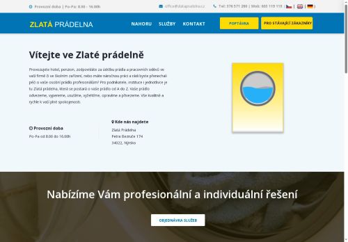Webové stránky Zlatá prádelna s.r.o., Nýrsko