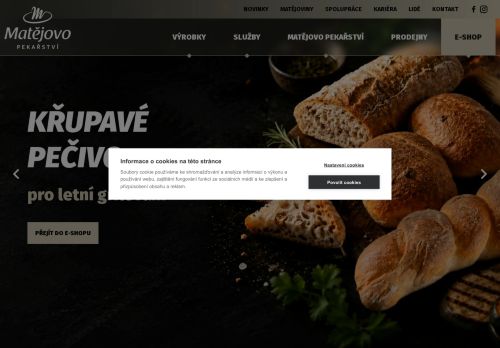 Webové stránky Matějovo pekařství a.s., Blansko