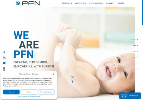 Webové stránky PFNonwovens Czech s.r.o., Znojmo