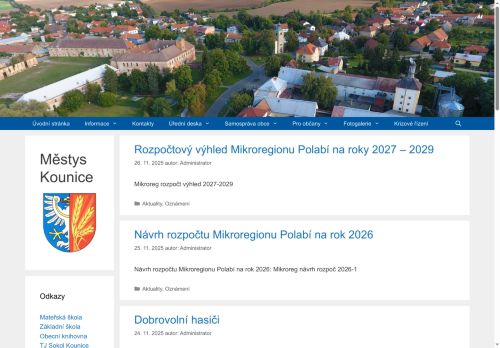 Zobrazit webové stránky Úřad městyse Kounice