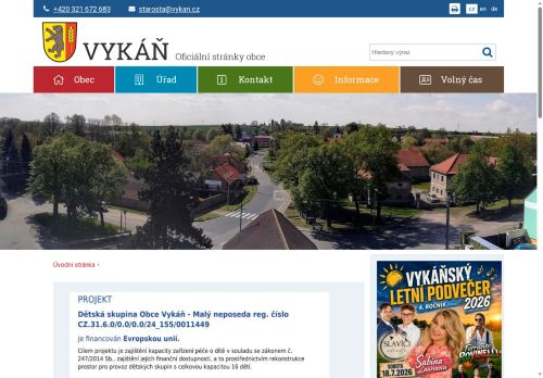 Zobrazit webové stránky Obecní úřad Vykáň