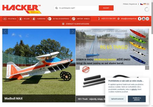 Webové stránky Hacker Model Production a.s., Řevničov