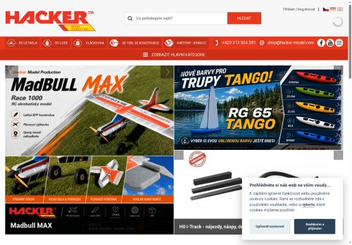 Webové stránky Hacker Model Production a.s., Řevničov