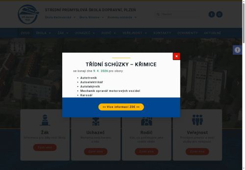 Webové stránky Střední průmyslová škola dopravní, Plzeň, Karlovarská 99, Plzeň