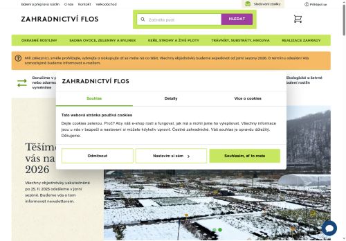 Webové stránky Zahradnictví flos, s.r.o., Husinec