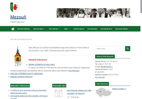 Zobrazit webové stránky Obecní úřad Mezouň