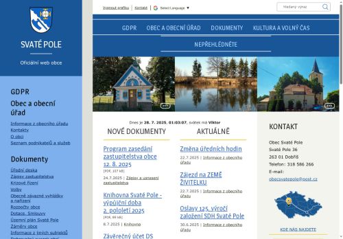 Zobrazit webové stránky Obecní úřad Svaté Pole