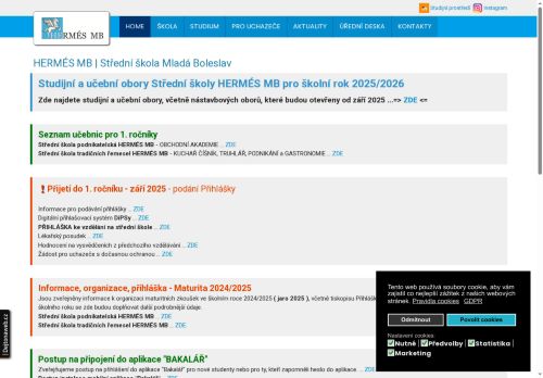 Střední škola podnikatelská HERMÉS MB s.r.o. nabízí práci na pozici Učitel(ka) na střední škole (Anglický jazyk) v obci Mladá Boleslav