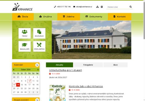 Webové stránky Základní škola Krhanice, okres Benešov, Krhanice