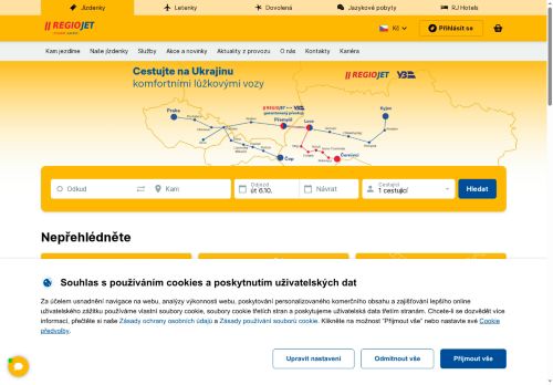 Webové stránky RegioJet a.s., Třebíz