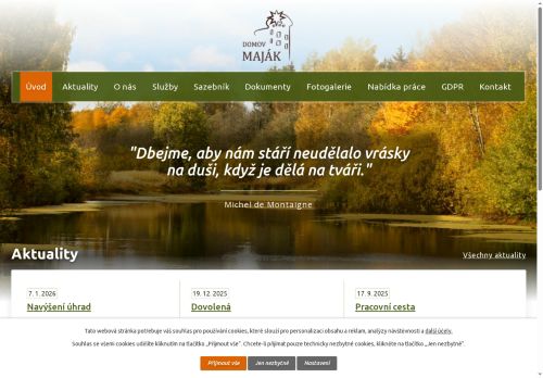 Webové stránky DOMOV MAJÁK, o.p.s., Příbram
