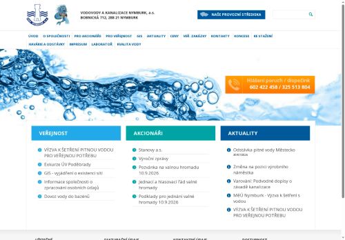 Zobrazit webové stránky Vodovody a kanalizace Nymburk, a.s.