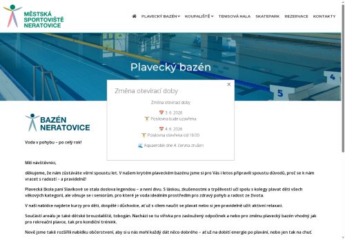 Zobrazit webové stránky Plavecký bazén