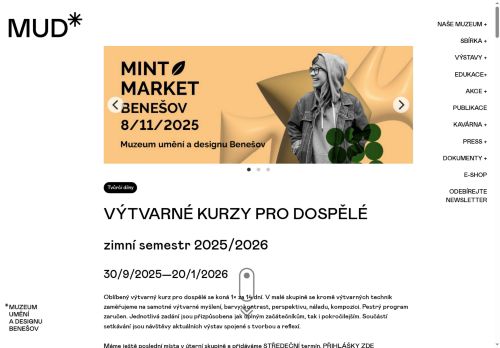 Webové stránky Muzeum umění a designu Benešov, příspěvková organizace, Benešov