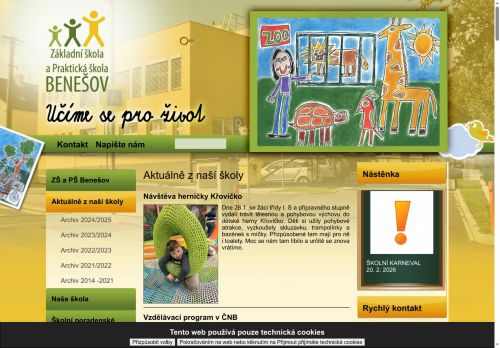 Webové stránky Základní škola a Praktická škola Benešov, Hodějovského 1654, Benešov