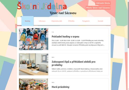 Webové stránky Školní jídelna Týnec nad Sázavou, Týnec nad Sázavou