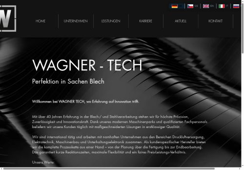 Webové stránky WAGNER TECH k.s., Domažlice