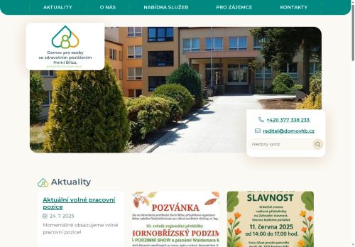 Domov pro osoby se zdravotním postižením Horní Bříza, příspěvková organizace nabízí práci na pozici všeobecná sestra v obci Horní Bříza