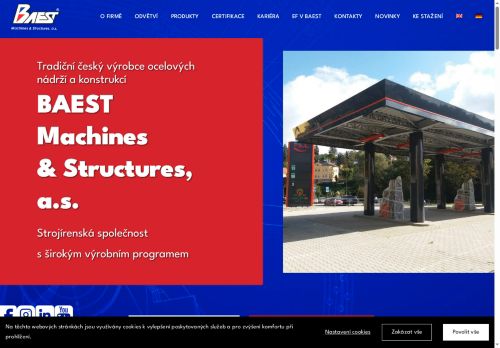 Webové stránky BAEST Machines & Structures, a.s., Benešov