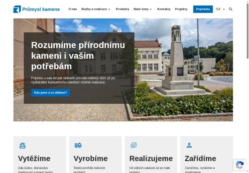 Webové stránky Průmysl kamene a.s., Zalužany