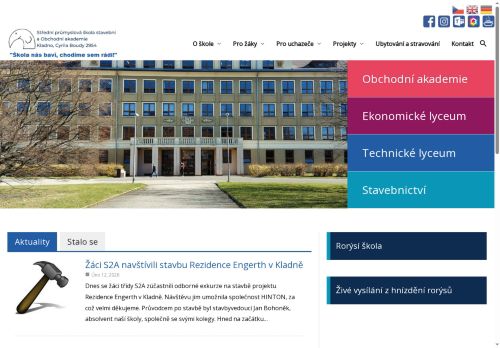 Webové stránky Střední průmyslová škola stavební a Obchodní akademie, Kladno, Cyrila Boudy 2954, Kladno