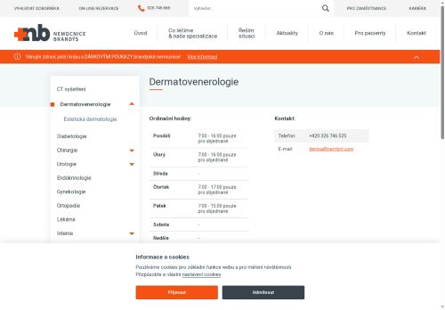 Zobrazit webové stránky Dermatovenerologie Nemocnice Brandýs nad Labem