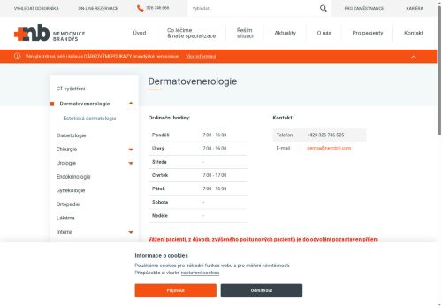 Zobrazit webové stránky Dermatovenerologie Nemocnice Brandýs nad Labem