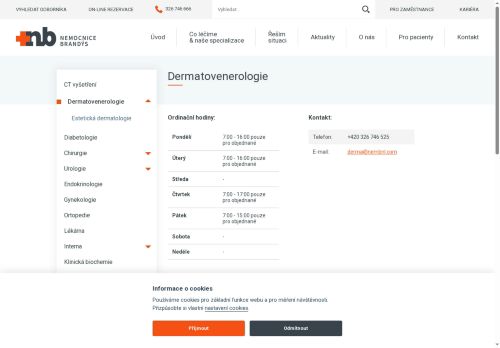 Zobrazit webové stránky Dermatovenerologie Nemocnice Brandýs nad Labem