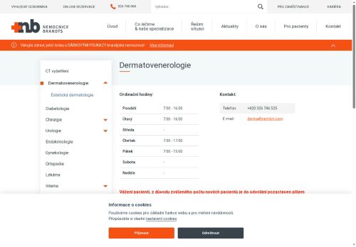 Zobrazit webové stránky Dermatovenerologie Nemocnice Brandýs nad Labem
