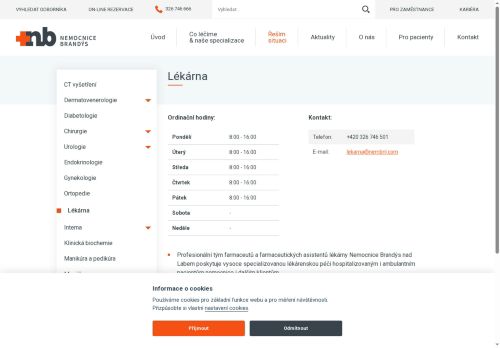 Zobrazit webové stránky Lékárna Nemocnice Brandýs nad Labem