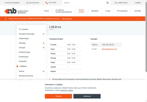 Zobrazit webové stránky Lékárna Nemocnice Brandýs nad Labem