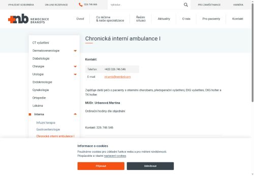 Zobrazit webové stránky Chronická interní ambulance I - Nemocnice Brandýs nad Labem