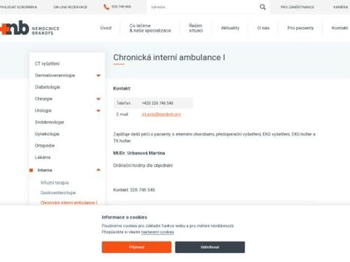 Chronická interní ambulance I - Nemocnice Brandýs nad Labem