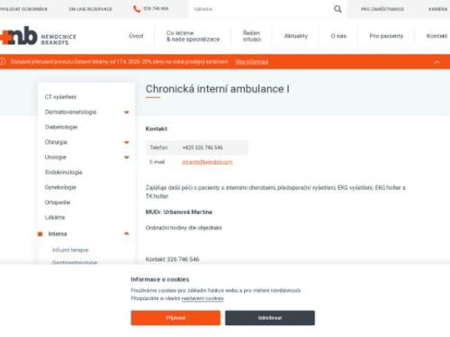 Chronická interní ambulance I - Nemocnice Brandýs nad Labem