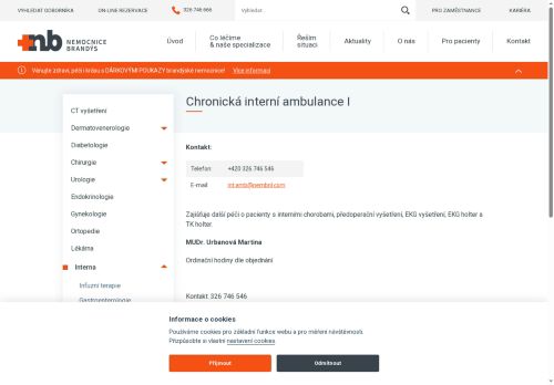 Zobrazit webové stránky Chronická interní ambulance I - Nemocnice Brandýs nad Labem