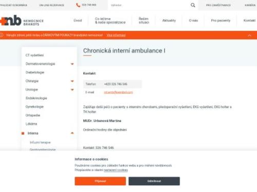 Chronická interní ambulance I - Nemocnice Brandýs nad Labem