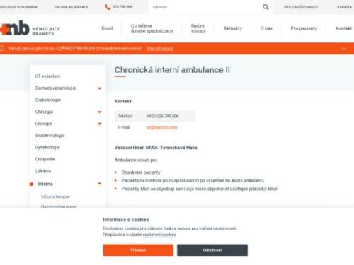 Chronická interní ambulance II - Nemocnice Brandýs nad Labem