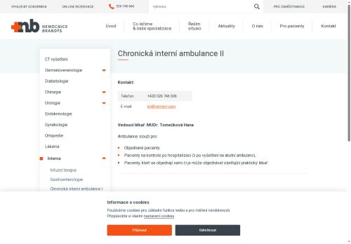 Zobrazit webové stránky Chronická interní ambulance II - Nemocnice Brandýs nad Labem