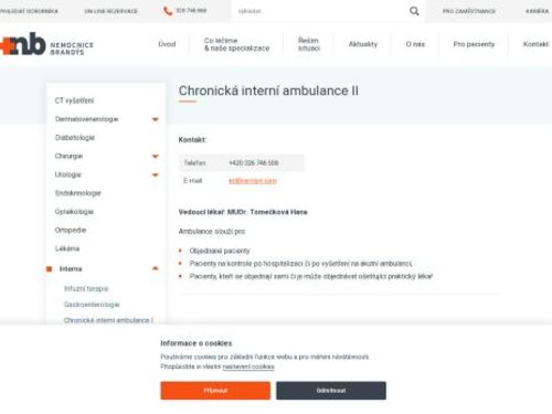 Chronická interní ambulance II - Nemocnice Brandýs nad Labem