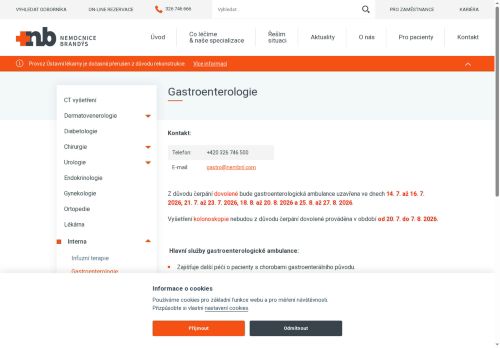 Zobrazit webové stránky Gastroenterologie Nemocnice Brandýs nad Labem