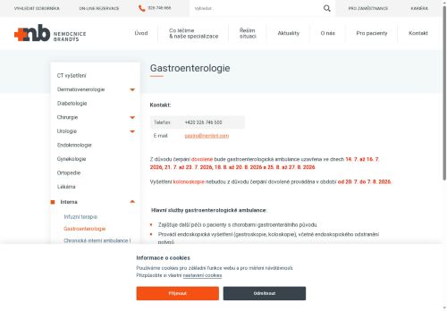 Zobrazit webové stránky Gastroenterologie Nemocnice Brandýs nad Labem