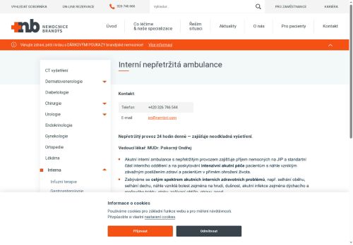 Zobrazit webové stránky Interní nepřetržitá ambulance Nemocnice Brandýs nad Labem